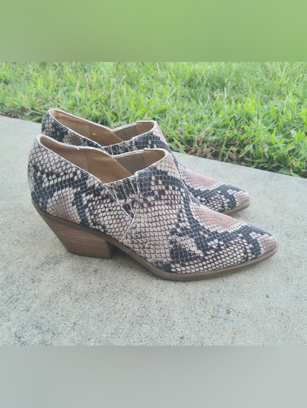 NEW Lucky Brand Snakeskin Leather Ankle Booties Size 7M - Picture 7 of 10